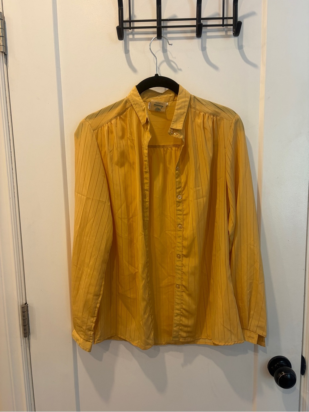 Vintage 70s Yellow Striped Button-Up Blouse